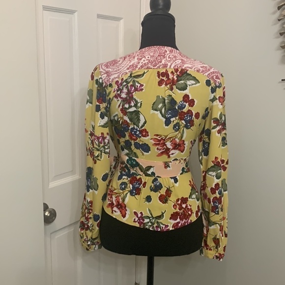 Anthropologie Meadow Rue wrap top size 4,gorgeous print long sleeve - Picture 5 of 8